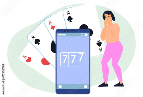 Compulsive Gambling Concept Illustration Vector Style
