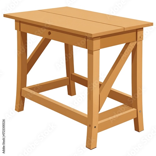 A light brown wooden table with a simple design