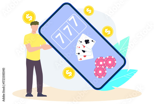 Mobile Casino Concept Illustration Vector Style