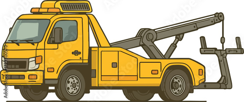 Yellow Tow Truck on White Background.