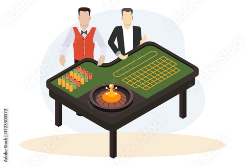 Male Croupier Concept Illustration Vector Style