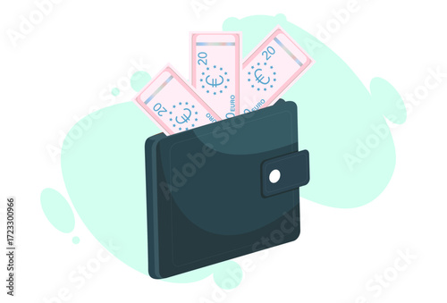 Money in Wallet Concept Illustration Vector Style