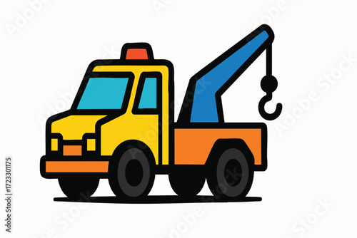 Yellow Tow Truck Roadside Assistance Icon.