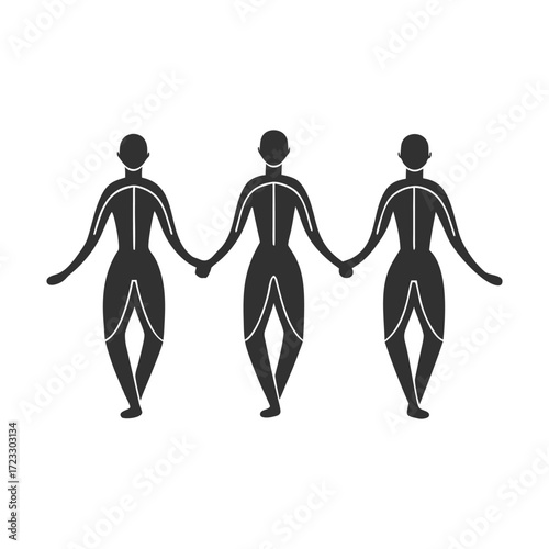Silhouette of Three Women Holding Hands