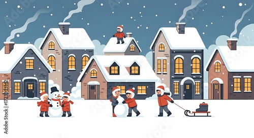 Winter Village Scene. (1)