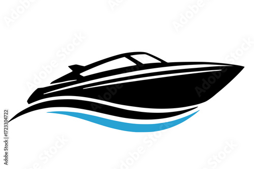 Speed Boat Icon. Nautical Marine Vehicle Symbol.
