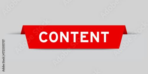 Red color inserted label with word content on gray background