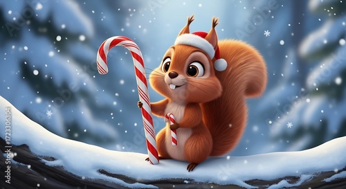Winter Squirrel with Candy.