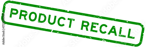 Grunge green product recall word square rubber seal stamp on white background