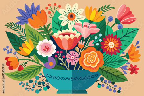 Vector illustration of flower vase