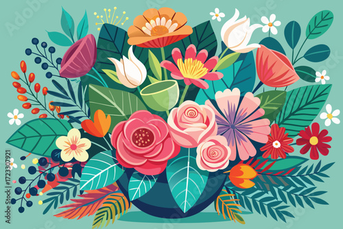Vector illustration of flower vase