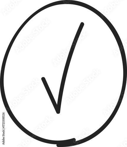 Hand-Drawn Check Mark in Circle on Black Background Symbolizing Approval and Completion