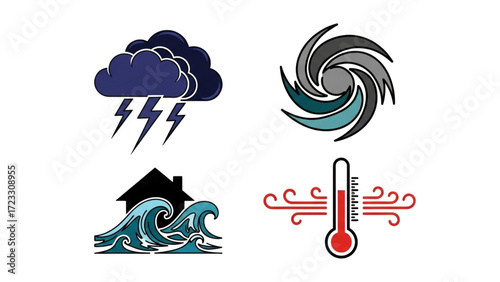 Prepare for Extreme Weather Events Like Hurricanes, Floods, and Severe Storms with Safety Measures - A Call to Action, originally a scalable vector graphic
