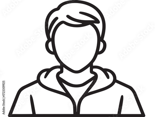 Professional teenage user symbol in outlined vector design