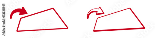 Red arrow on geometric polygon vector symbols.