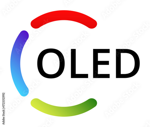 Colorful oled display icon with vibrant semi-circular rainbow elements.