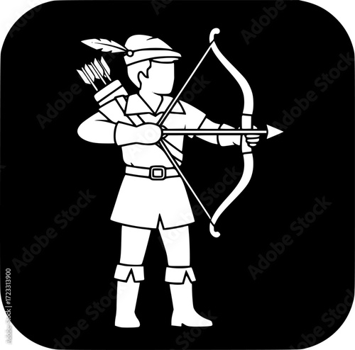 robin hood outline icon in white and black colors. robin hood flat vector icon from literature collection for web, mobile apps and ui.