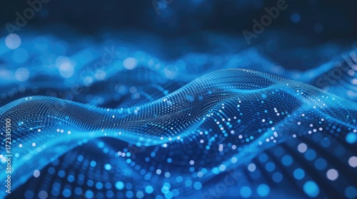 Abstract Blue Digital Waves Technology Background
