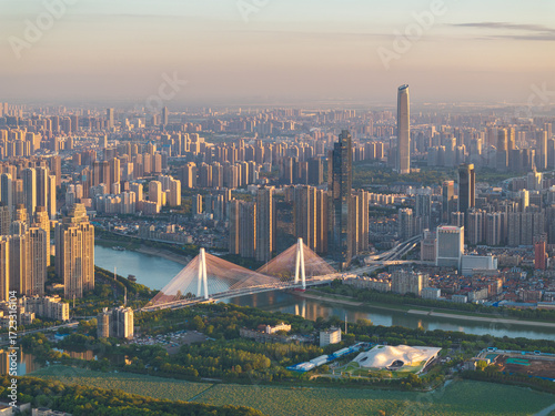Wuhan city landmark skyline scenery