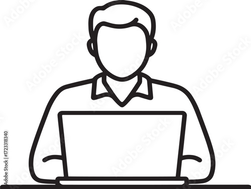 Elegant user with laptop icon in minimal vector design