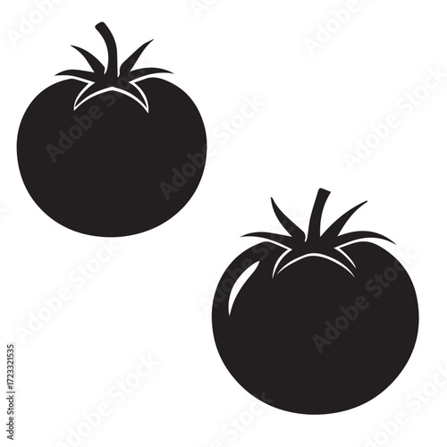 Tomato  silhouette on vector with white background
