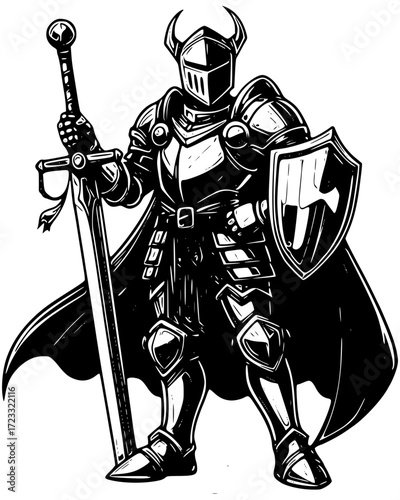 Illustration of a knight in armor