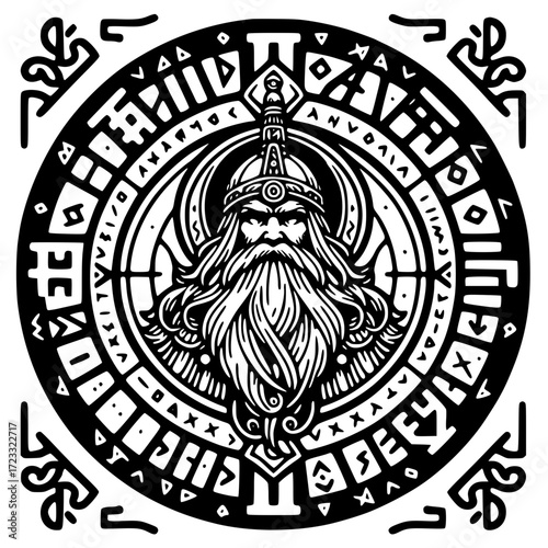 Viking warrior with runic circle