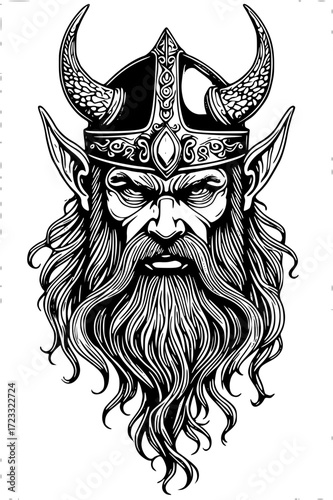 Viking elf with horned helmet