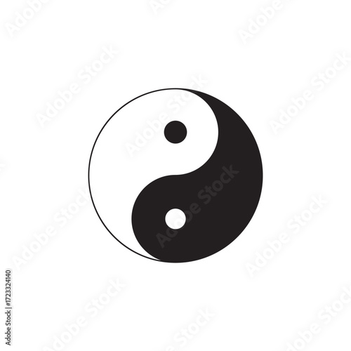 Yin yang icon silhouette vector flat design on white background. Yin yang symbol.