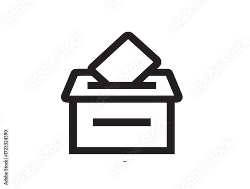 Clean voting elections ballot box icon in simple line art