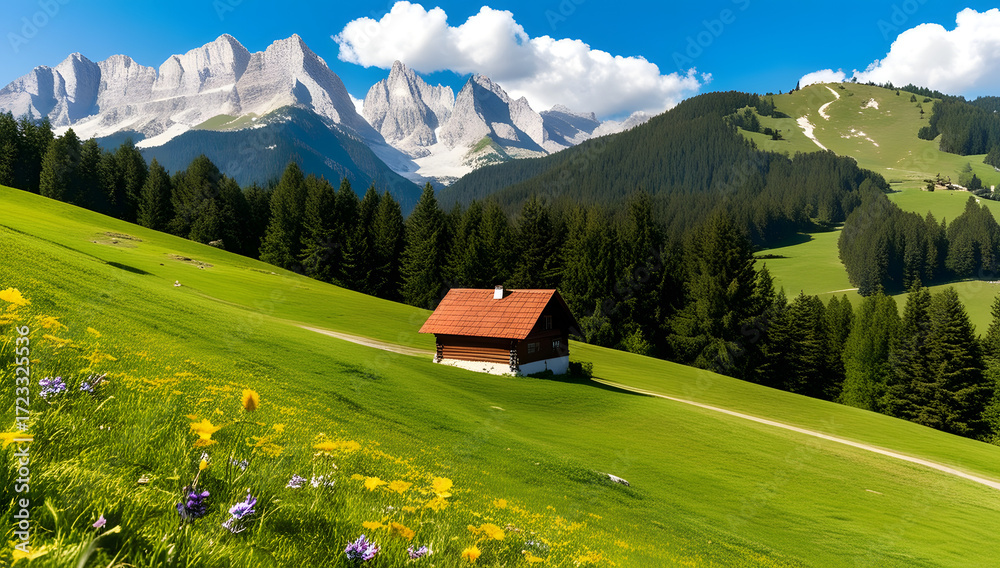 Fototapeta premium A Home in the Hills