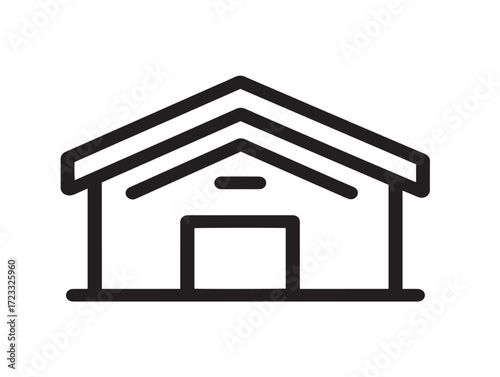 Flat clean storage warehouse symbol in minimal vector design