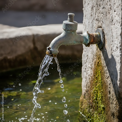 water flowing from a fountain