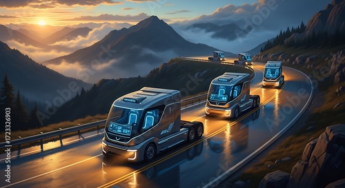 Trucks on Mountain Road. (1)