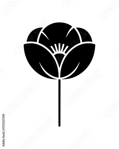 Black Silhouette Tulip Flower Vector Illustration