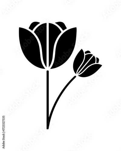 Black Silhouette Tulip Flower Vector Design