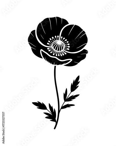 Black Silhouette Flower Illustration