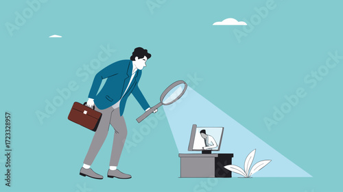 micromanaging boss, excessive supervision of employees, toxic manager monitoring employee work processes, micromanaging boss use a magnifying glass to keep an eye on employees working