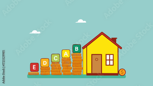 energy efficiency in building house, building architectural procedures to save energy, smart house with energy efficient rating class to save cost green energy