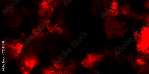 Abstract grunge red and black powder explosion cloud on black background. dark red smoke Like cloud wave effect on black. dark fire flame grunge texture background. toned fiery red sky.
