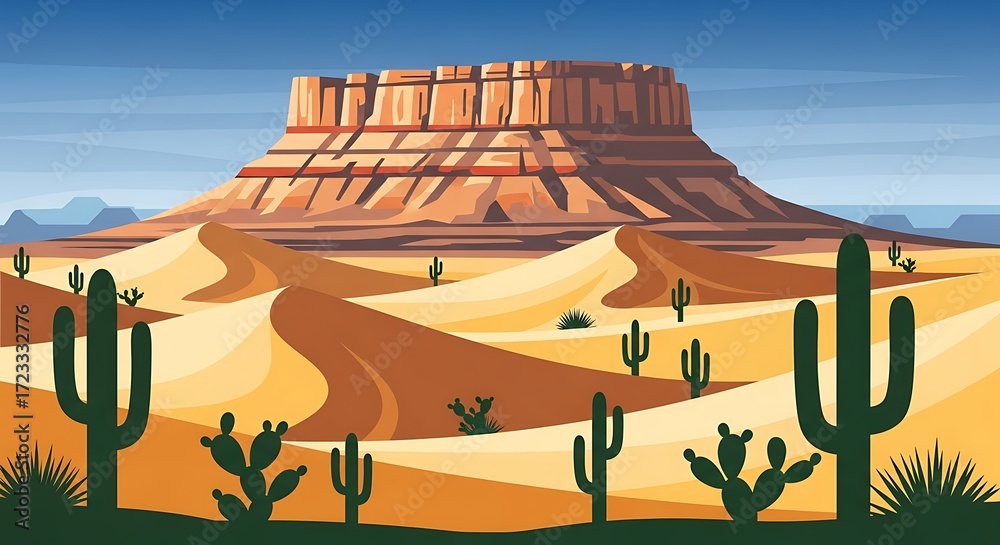 Naklejka premium Desert landscape with mesas.