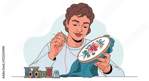 Woman Embroidering Art. (1)