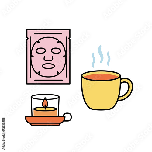Relaxing Self-Care Night Face Mask, Tea, and Candlelight