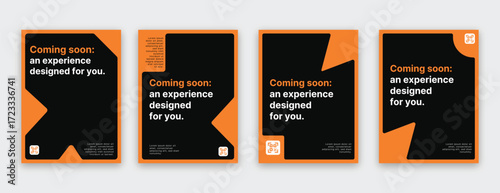 Simple template with abstract geometric shapes. Frame for your message or photo. Layout for flyer, poster or cover. Stylish coming soon posters to announce your event  with modern and bold design.