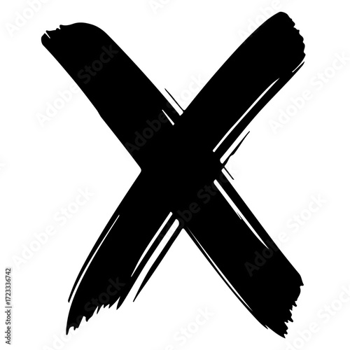 Simple Black Ink Cancel Sign Graphic for Task Deletion and Interface Use.
