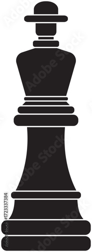 Black chess king silhouette vector, iconic piece symbolizing leadership, strategy, and final victory. Ideal for board game graphics, educational use, logos, symbolic art, or creative abstract designs.