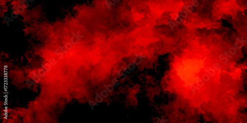 Abstract grunge red and black powder explosion cloud on black background. dark red smoke Like cloud wave effect on black. dark fire flame grunge texture background. toned fiery red sky.