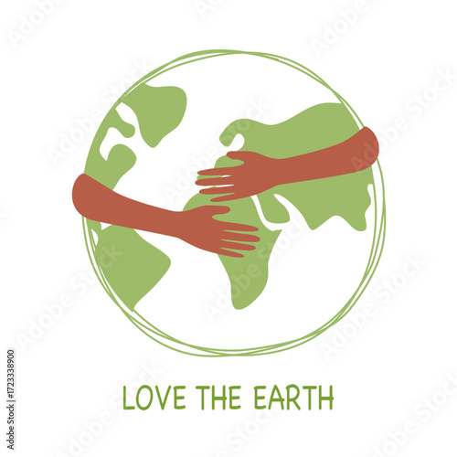Hands hug planet Earth. Concept of World Environment Day. Love the Earth. Save the planet.