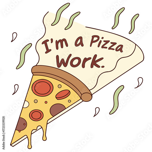 Vector art of pizza slice with text