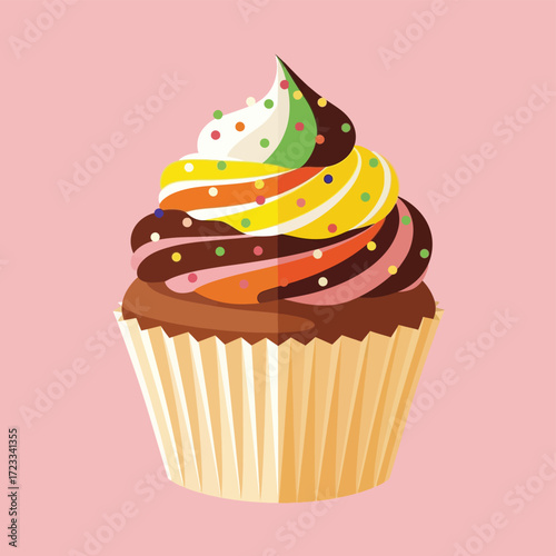 Delicious Rainbow Swirl Cupcake Treat